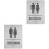 2Stk Waschraum-Schild Aus , Symbole, Silberfarben 4