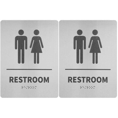 2Stk Waschraum-Schild Aus , Symbole, Silberfarben 2