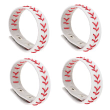 8Stk Weiß Baseball Armbänder PU Wax Cord Motivationsschmuck