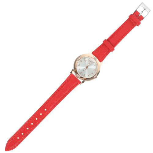 2Stk Damen Uhr Rot Quartz Elegant