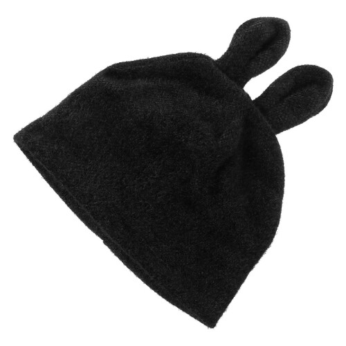 2Pièces Bonnet Femme Hiver Noir Chenille