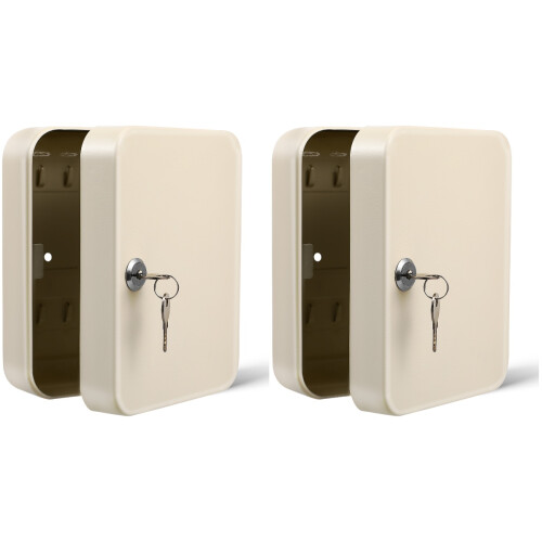 2Pièces Armoire Clés Murale Blanche En Fer Avec Renforcée 1