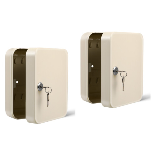 2Pièces Armoire Clés Murale Blanche En Fer Avec Renforcée 2