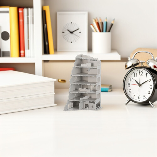Bâtiment Endommagé Plastique Gris Pour Table De Sable 2