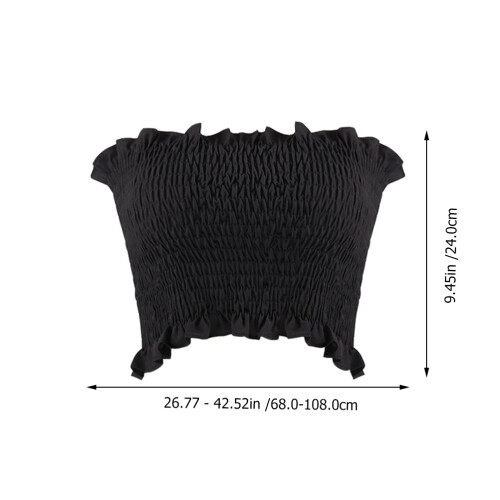 6Pièces Crop Top Noir En Polyester Design Stylé Et Confortable 1