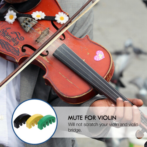 3Pièces Sourdine Violon Caoutchouc Colorée 5 Branches Silence Pratique 2