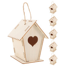 6Pcs Smooth Surface Unfinished Wood Birdhouses for Outdoor