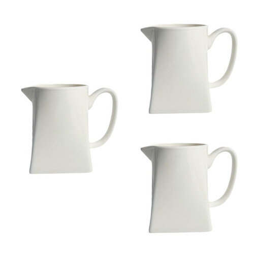 3Pcs Elegant White Ceramic Milk Creamer Pitchers for Coffee Tea 2