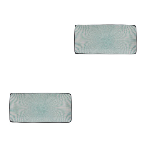 2Stk Blaue Sushi Platte Keramik Serviertablett 2