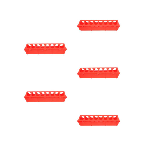 5Pcs Red Plastic Poultry Feed Tray Spill Proof Feeder for Chickens 2