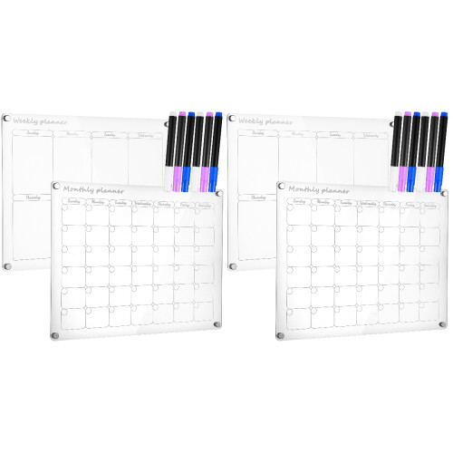 4Pcs Magnetic Transparent Acrylic Memo Boards Schedule Message Boards 1