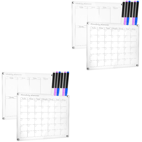 4Pcs Magnetic Transparent Acrylic Memo Boards Schedule Message Boards 2