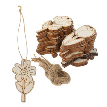 3Sets Unverzierte Holzblumen Holz Und Juteseil Beige Für Kinder