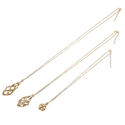 6Pièces Collier Cage Cristal Acier Inoxydable Réglable DIY