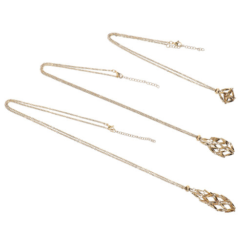 6Pièces Collier Cage Cristal Acier Inoxydable Réglable DIY 1