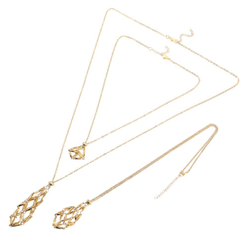 6Pièces Collier Cage Cristal Acier Inoxydable Réglable DIY 2