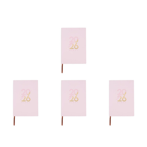 4Pcs Smooth Paper Pink Planner Journal Daily Work Appointment Book 2