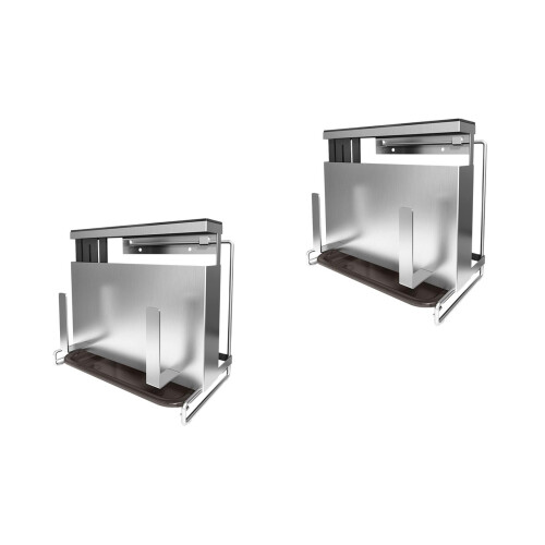 2Pièces Bloc Couteaux Acier Rangement Multi Usage Cuisine Argent 2