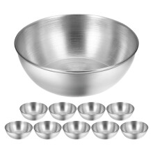20Pcs Silver Stainless Steel Condiment Dishes Dip Bowls