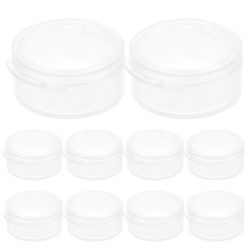 40Pcs White Round PP Plastic Storage Boxes with Transparent Cover 2
