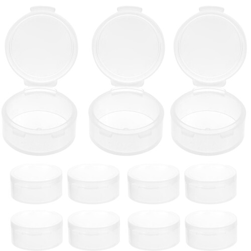 40Pcs White Round PP Plastic Storage Boxes with Transparent Cover