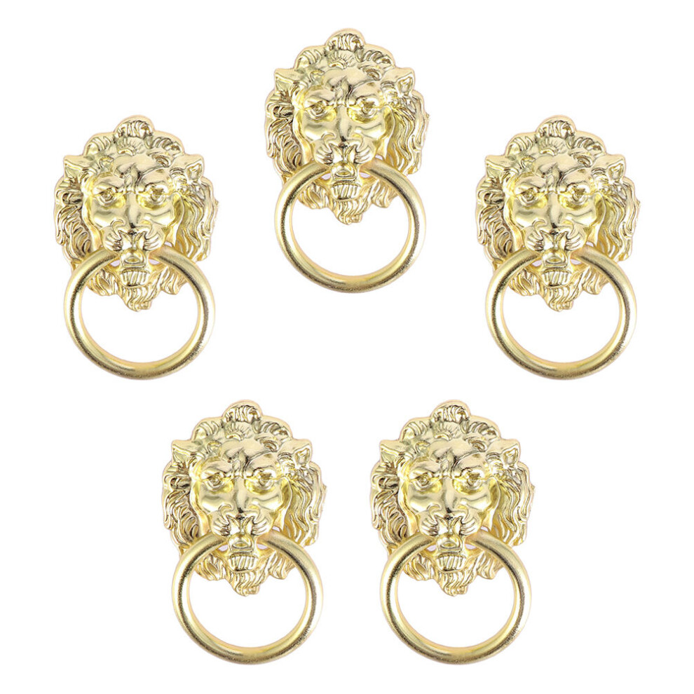 10Pcs Smooth Polished Golden Zinc Alloy Vintage Lion Head Pull Handles 3403905454119