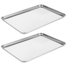 6Pcs Stainless Steel Steaming Tray Silver Rectangular Serving Platter
