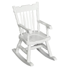 2Pcs White Miniature Rocking Chair Wooden Model for Kids and Decor