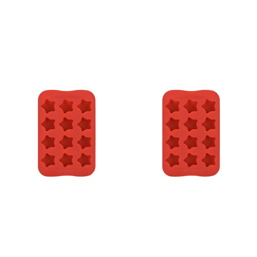 2Pcs Red Ice Making Tray 12 Cavities Flexible Non-Deformable Mold 2