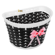 2Pcs Black Plastic Knitted Bike Basket Kids Front Basket with Bowknot