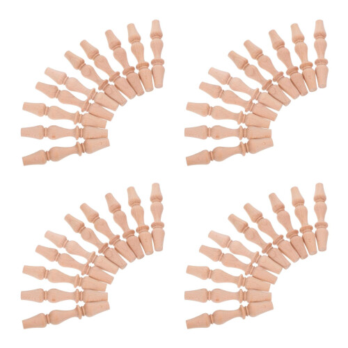 40Pcs Solid Wood Stair Spindles Khaki with Elegant Roman Head Design 2