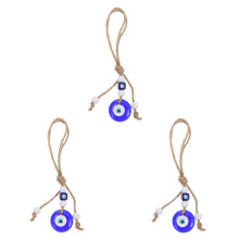 6Pcs Glass Blue Evil Eye Bead Pendant Chic Luck Hanging Decor