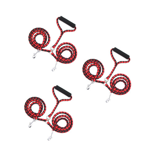 3Pcs Reflective Dual Dog Lead Nylon with Comfortable Handle 2
