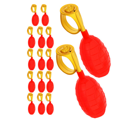 48Pcs Red Plastic Water Spray Ring Toy for Tricky April Fools' Fun 2