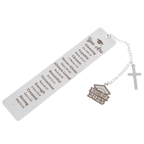 5Pcs Silver Graduation Cap Cross Bookmark for Students and Teachers