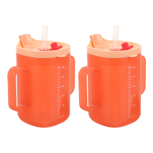 4Pcs Non Spill Elderly Drinking Cups with Wide Handle Orange 1