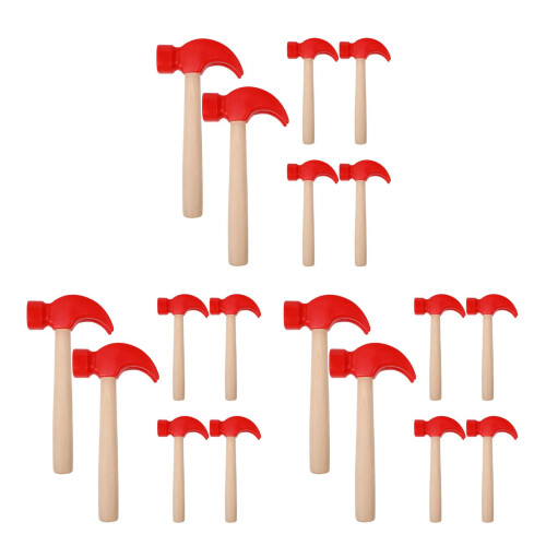 18Pièces Outils Marteaux Bois Multicolores Jouet Simulé Pour Petits 1