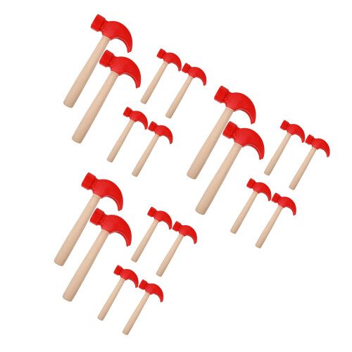 18Pièces Outils Marteaux Bois Multicolores Jouet Simulé Pour Petits 2