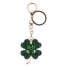 4Pcs Cute Rhinestone Green Leaf Keychain Pendant Decorative Bag Charm