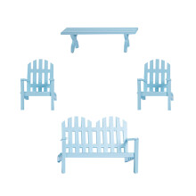 8Pcs Blue Wooden Dollhouse Table Chair Mini House DIY Modeling Toy