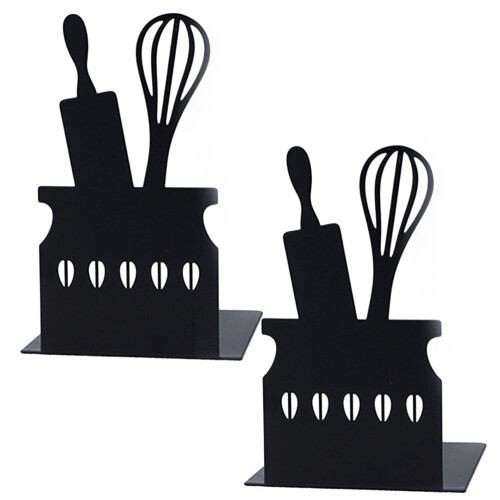 4Pcs Black Iron Bookends Kids Book Holders for Daily Use