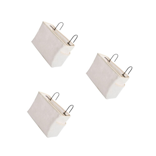 3Pcs Felt Fabric Bedside Storage Bag White Hanging Organizer 2