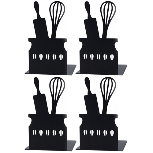 4Pcs Black Iron Bookends Kids Book Holders for Daily Use 2