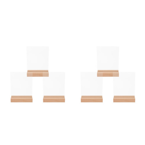 6Pcs Wooden Base Transparent Table Menu Display Rack Acrylic 2