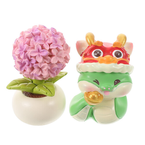 6Pcs Assorted Color Resin Snake Year Figurines Car Dashboard Decor