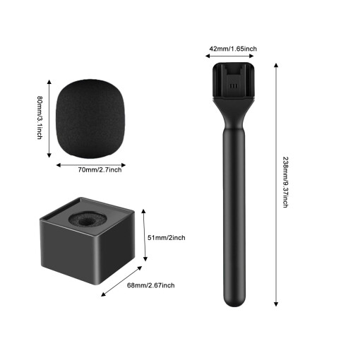 Stand Holder for Mic 1/2, Flag Mount, ABS Black 1