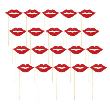 240Stk Rote Lippen Fotorequisite Holzstäbe Lustiges Partyfoto Zubehör