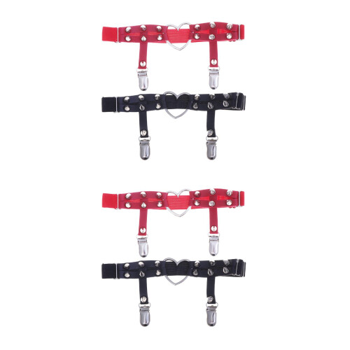 4Pcs Heart Ring Adjustable Leg Garters Strap Sock Stay Belts 2