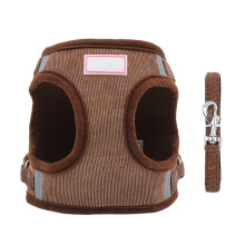 2Pcs Coffee Reflective Pet Harness Vest Chest Strap Comfortable Kit
