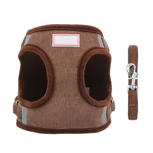 2Pcs Coffee Reflective Pet Harness Vest Chest Strap Comfortable Kit